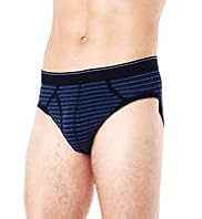 4 Pack Authentic Cool & Fresh™ Stretch Cotton Striped Briefs with Stay New™
