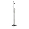 Chrome and Dark Brown Double Coat & Hat Rack Hanger Stand with Black Glass Base