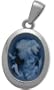 14 Karat White Gold Blue Agate Cameo Pendant