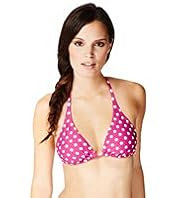 Halterneck Spotted Triangle Bikini Top