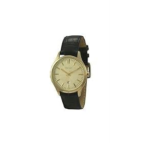 Trump Mens Watch TR1154CHBK Japanese Movement Mineral Crystal Black Crocograin Leather Strap New