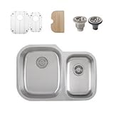 Ticor Undermount 16 Gauge Stainless Steel Double Bowl Kitchen Sink with Grids Included