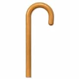 Wooden Cane - Natural Stain stain color. This traditional walking cane can be used in either right or left hand. This cane is also known as hospital cane. It is made in solid wood, weight capacity 250 pounds, height 36-37 inches.