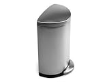 IMAGE OF simplehuman Semi-Round Step Trash Can, Fingerprint-Proof Brushed Stainless Steel, 40 Liters /10.5 Gallons