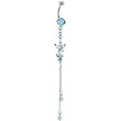 Aqua Cubic Zirconia Butterfly Chain Dangle Belly Ring