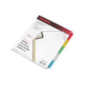 Wilson Jones 54145 - Gold Pro Insertable Tab Index, Multicolor 5-Tab, Letter, White Sheets-WLJ54145