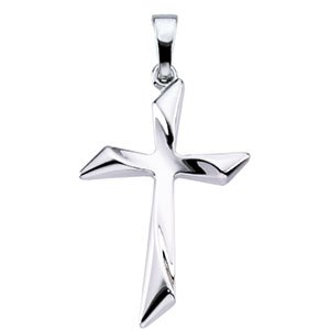 14k White Gold Cross Pendant 25.5×18mm