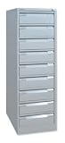 Bisley Filing Cabinet 9-Drawer 152x102mm Card Index or Video W413xD622xH1321mm Goose Grey Ref BCF64-73