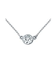 Platinum Bezel Set Round Diamond Solitaire Pendant - 1.00 CT. TW.