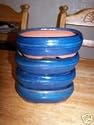 4 BLUE OVAL CERAMIC BONSAI TREE POTS