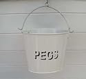 Cream Enamel Metal Peg Bucket