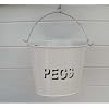 Cream Enamel Metal Peg Bucket