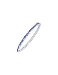 Sapphire Eternity Bangle 14K White Gold - 2.00 CT TGW