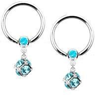Body Accentz™ Nipple Ring CZ Dangle Captive 