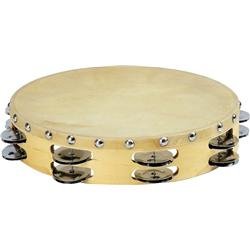 Sound Percussion Tambourine with Calfskin Head, 10 Inches