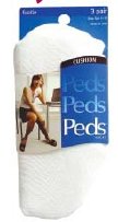 Peds Ladies No Show - Style 0543 - White - 3 Pair