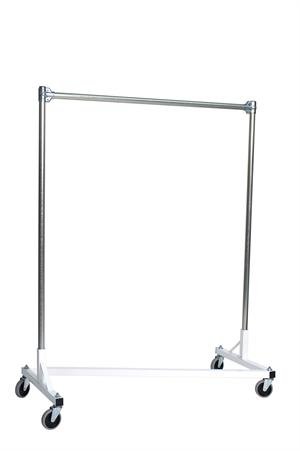 Heavy Duty Garment Z-Rack : Single Rail - 3' Base x 5' Uprights White