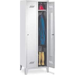 Garderobenschrank,HxBxT 1850x630x500mm,2 Abt.,F��e,Drehriegel,RAL7035