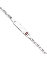 Genuine IceCarats Designer Jewelry Gift Sterling Silver Children&apos;s Medical Id Bracelet W/Curb Link In 6.00 Inch
