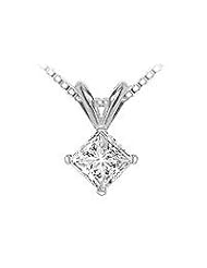 18K White Gold : Princess Cut Diamond Solitaire Pendant â€" 1.00 CT. TDW.