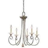 Sea Gull Lighting 3139-61 Five-Light Athenia Chandelier, Silver Patina Finish with Alabaster Style Glass Accents