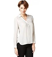Autograph Open Neck Collar Woven Top
