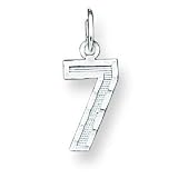 Sterling Silver Small Diamond-cut #7 Charm with 20 inch Sterling Silver Chain