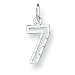 Sterling Silver Small Diamond-cut #7 Charm with 20 inch Sterling Silver Chain