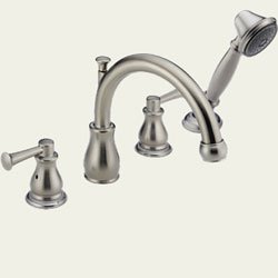 Delta Faucet T4769-SSLHP/H669-SS/DR4707 Orleans Deck Mount With Handshower Whirlpool Faucet - Stainl