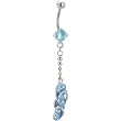 Aqua Cubic Zirconia Flip-Flop Dangle Belly Ring