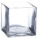 5" Square Glass Vase - 5 Inch Clear Cube Centerpiece - 5x5x5 Candleholder