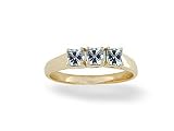 14K Yellow Gold Genuine Square Aquamarine 3-Stone Ring