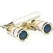 Adorama 3 x 25 Iolanta FL Opera Glass Binocular with Built-In Extendable Handle & Red Reading Light, 11.2 deg. Angle of View, White with Gold Trim