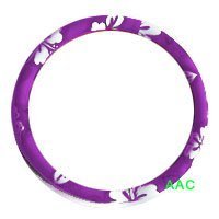 Hawaii Hibiscus Floral Print Steering Wheel Cover - Purple