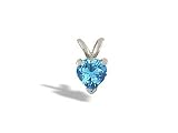 14K White Gold Genuine Heart Blue Topaz Pendant