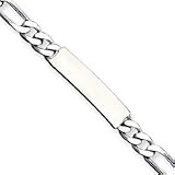 Sterling Silver Polished Engraveable Figaro Link ID Bracelet