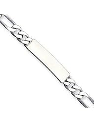 Sterling Silver 8inch Engraveable Antiqued Figaro Link ID Bracelet
