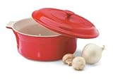 Mayfair & Jackson 5052r 3 Quart Stoneware Casserole Dish with Lid Red