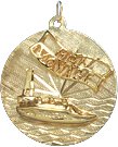 Bon Voyage Ship at Sea on Disc, 14K Gold Charm