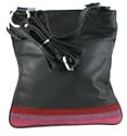 Bewitched Accessories Leather Body Bag with Suede Stripe Detail