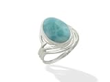Oval Accented Larimar Ring