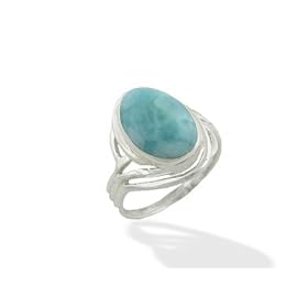 Oval Accented Larimar Ring by 