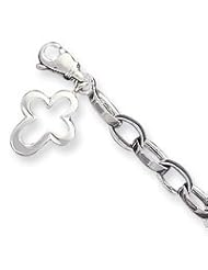 Sterling Silver 9inch Solid Polished Fancy Cross Anklet QG1186-9"