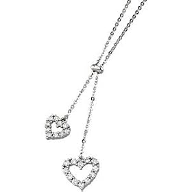 14K White Gold Diamond Heart Necklace