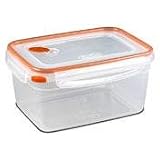 12 Cup Rectangle Clear Base and Lid with Tangerine Accents 9 1 8L by 