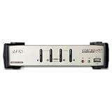 ATEN 4-Port USB 2.0 KVMP Switch with Audio Support and Cables CS1734B (Silver) by