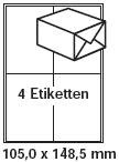 Produkt-Bild: pripa Etikettenformat 105 x 148, 50 Blatt DIN A4 selbstklebende Etiketten. Der Einzelbogen ist aufgeteilt in 4 Etiketten pro Bogen = 200 Etiketten pro Packet.