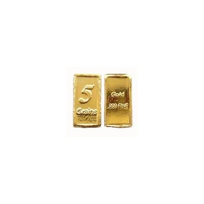 5 Grain .999 Fine Pure Solid Gold Bullion Bar 5 Grain .999 Fine Pure Solid Gold Bullion Bar