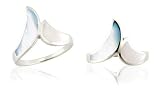 Blue & White Mother of Pearl Right Hand Ring Sterling Silver