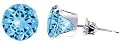 Sterling Silver 6 MM Round Blue Zircon Cubic Zirconia Stud Post Friction Back Earrings
